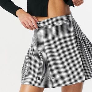 Pleated Gingham Mini Skirt